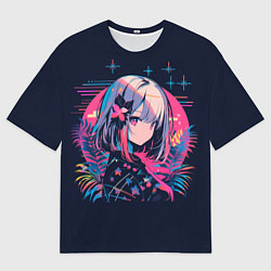 Мужская футболка оверсайз Розовый цветок на восходе