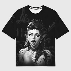 Футболка оверсайз мужская Карлах ахегао - Baldurs gate 3, цвет: 3D-принт