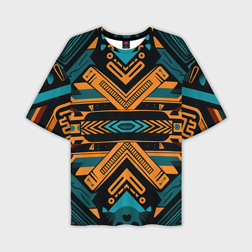 Мужская футболка оверсайз Геометрический узор в стиле ацтеков / 3D-принт – фото 1