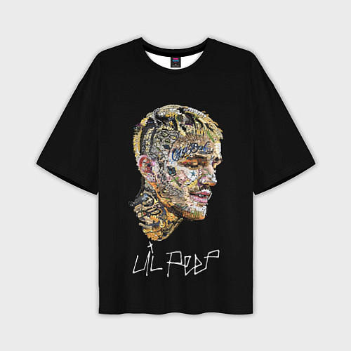Мужская футболка оверсайз Lil Peep mosaic rap / 3D-принт – фото 1