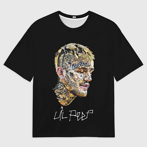 Мужская футболка оверсайз Lil Peep mosaic rap / 3D-принт – фото 1