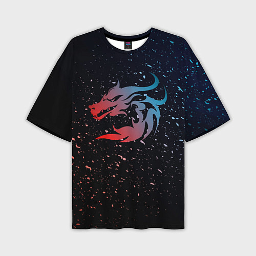 Мужская футболка оверсайз Дракон млечный путь / 3D-принт – фото 1