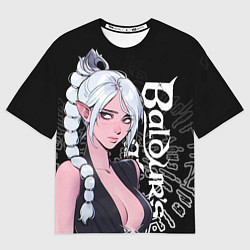 Мужская футболка оверсайз Shadowheart - серебрянные волосы Baldur’s Gate