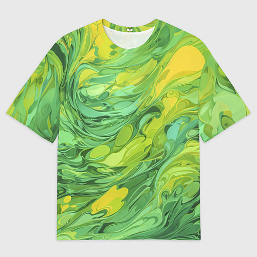Мужская футболка оверсайз Зелено желтая краска / 3D-принт – фото 1