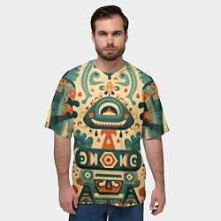 Футболка оверсайз мужская Абстрактный узор в мексиканском фолк-арт стиле, цвет: 3D-принт — фото 2