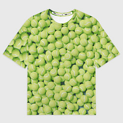Футболка оверсайз мужская Много теннисных мячей, цвет: 3D-принт