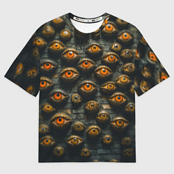 Футболка оверсайз мужская Глаза на стене, цвет: 3D-принт