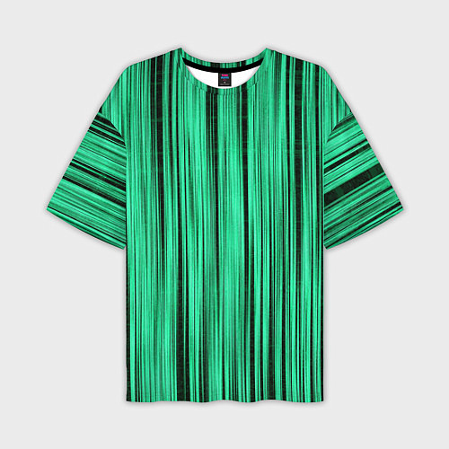 Мужская футболка оверсайз Абстракция полосы зелёные / 3D-принт – фото 1