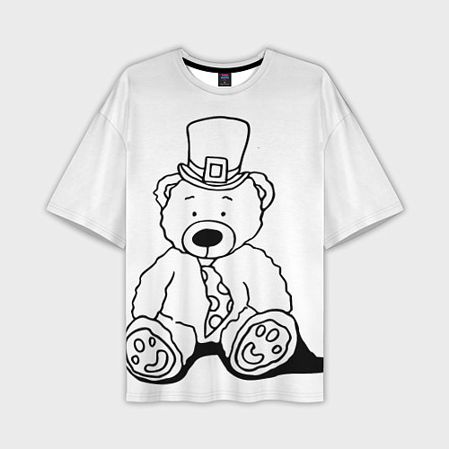 Мужская футболка оверсайз Игрушечный мишка - лепрекон в шляпе - раскраска / 3D-принт – фото 1
