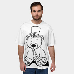 Футболка оверсайз мужская Игрушечный мишка - лепрекон в шляпе - раскраска, цвет: 3D-принт — фото 2