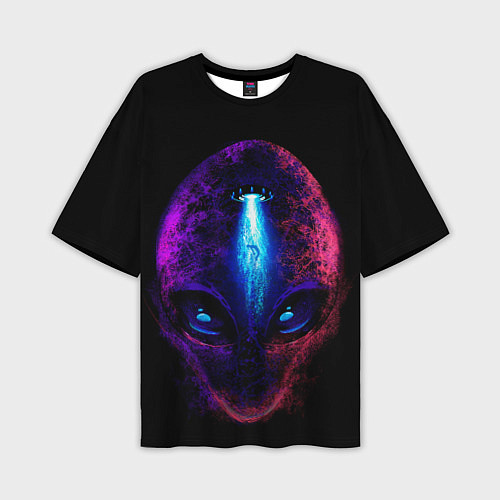 Мужская футболка оверсайз UFO alien head / 3D-принт – фото 1