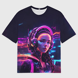 Футболка оверсайз мужская Девушка в пурпурных тенях, цвет: 3D-принт