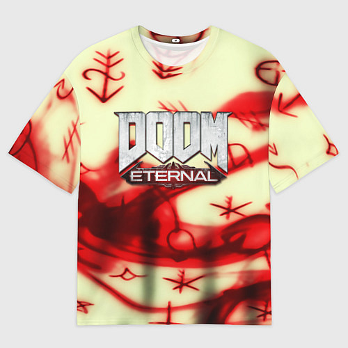 Мужская футболка оверсайз Doom Eteranal символы марса / 3D-принт – фото 1