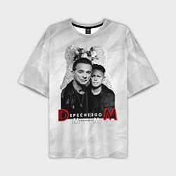 Мужская футболка оверсайз Depeche Mode - Dave Gahan and Martin Gore с венком