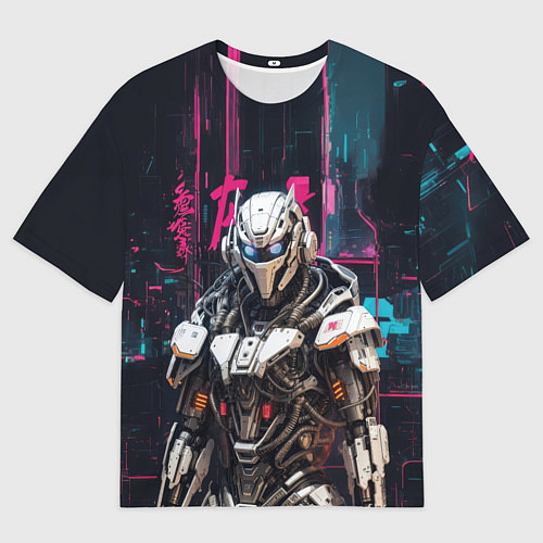 Мужская футболка оверсайз Белый андроид / 3D-принт – фото 1