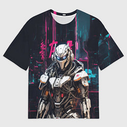 Футболка оверсайз мужская Белый андроид, цвет: 3D-принт