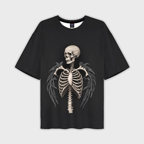 Мужская футболка оверсайз Необычный скелет с крыльями / 3D-принт – фото 1