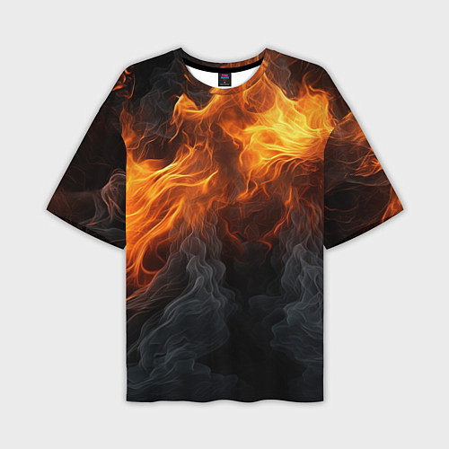 Мужская футболка оверсайз Огонь и дым / 3D-принт – фото 1