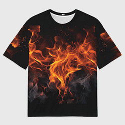 Футболка оверсайз мужская Огонь и дым, цвет: 3D-принт