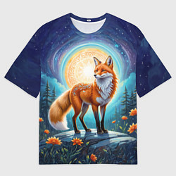 Мужская футболка оверсайз Мистическая лиса тотем лисы