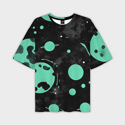 Мужская футболка оверсайз Чёрно-мятный космос от нейросети
