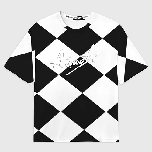 Мужская футболка оверсайз Алиса шахматная клетка / 3D-принт – фото 1