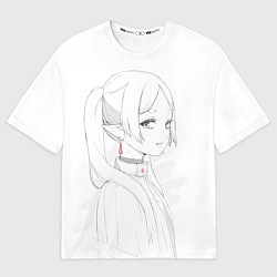 Мужская футболка оверсайз Фрирен - карандашный набросок