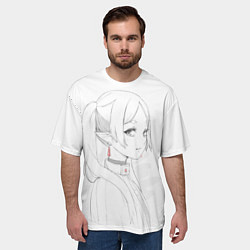 Футболка оверсайз мужская Фрирен - карандашный набросок, цвет: 3D-принт — фото 2