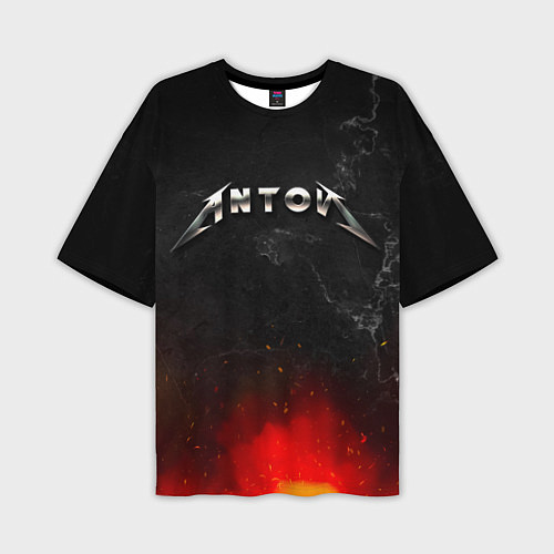 Мужская футболка оверсайз Антон в стиле металлика - огонь и искры / 3D-принт – фото 1