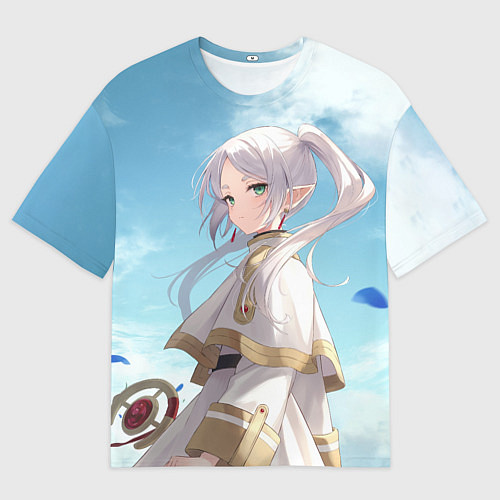 Мужская футболка оверсайз Фрирен и небо - эльфийка / 3D-принт – фото 1