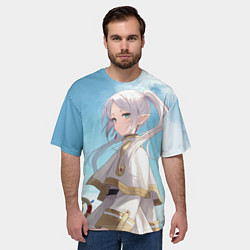 Футболка оверсайз мужская Фрирен и небо - эльфийка, цвет: 3D-принт — фото 2