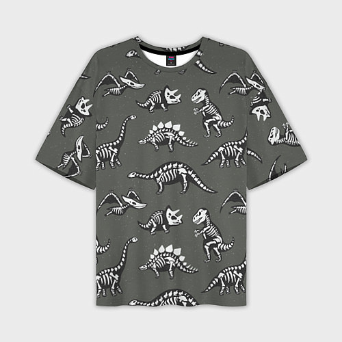 Мужская футболка оверсайз Динозавры - скелеты / 3D-принт – фото 1