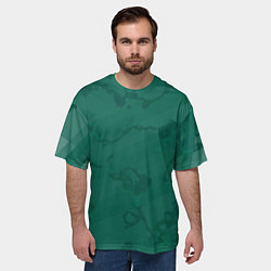 Футболка оверсайз мужская Серо-зеленые разводы, цвет: 3D-принт — фото 2