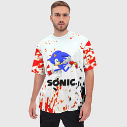 Футболка оверсайз мужская Sonic краски абстрактные, цвет: 3D-принт — фото 2