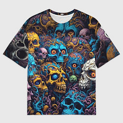 Мужская футболка оверсайз Psy skulls