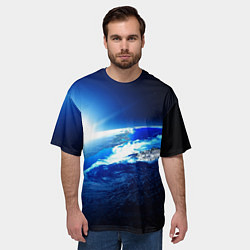 Футболка оверсайз мужская Восход солнца в космосе, цвет: 3D-принт — фото 2