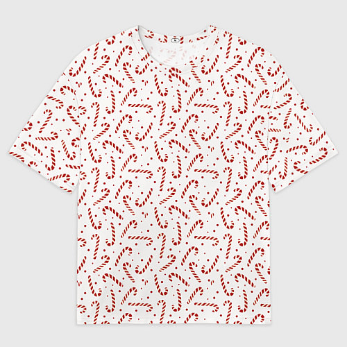 Мужская футболка оверсайз Caramel cane new years pattern / 3D-принт – фото 1