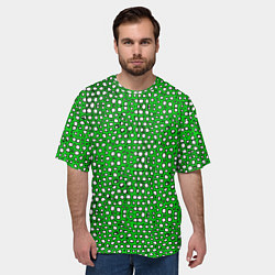 Футболка оверсайз мужская Белые пузырьки на зелёном фоне, цвет: 3D-принт — фото 2