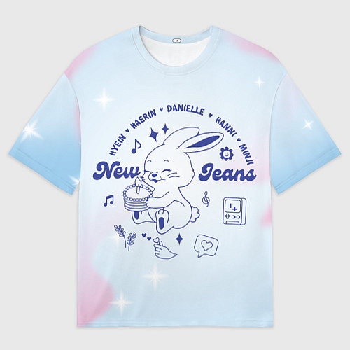 Мужская футболка оверсайз Newjeans bunny / 3D-принт – фото 1