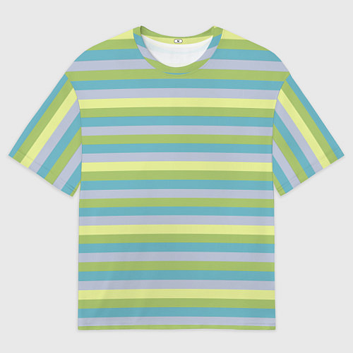 Мужская футболка оверсайз Серый и лимонный полосатый / 3D-принт – фото 1