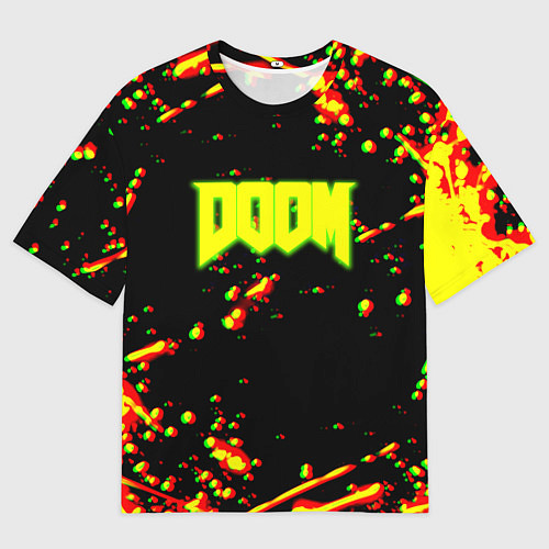 Мужская футболка оверсайз Doom огненный марс блики / 3D-принт – фото 1