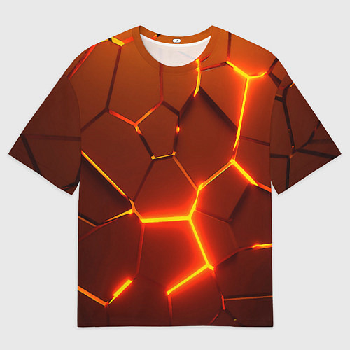 Мужская футболка оверсайз Плиты абстрактные огненные / 3D-принт – фото 1