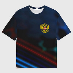 Футболка оверсайз мужская Спортивная россия герб, цвет: 3D-принт