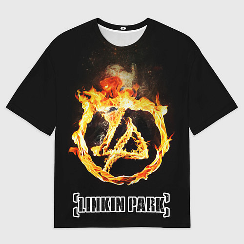 Мужская футболка оверсайз Linkin Park - fire logo / 3D-принт – фото 1