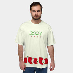 Футболка оверсайз мужская Рождественские носки, цвет: 3D-принт — фото 2