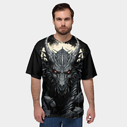 Футболка оверсайз мужская Дракон магических снежинок, цвет: 3D-принт — фото 2