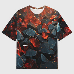 Мужская футболка оверсайз Красные и черные плиты