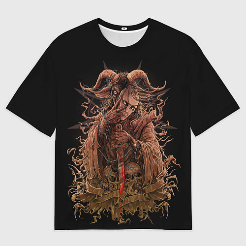 Мужская футболка оверсайз Slipknot - goat mask / 3D-принт – фото 1