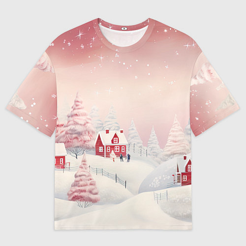 Мужская футболка оверсайз Снежное сияние ночи / 3D-принт – фото 1