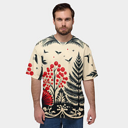 Футболка оверсайз мужская Новогодние деревья и узоры, цвет: 3D-принт — фото 2